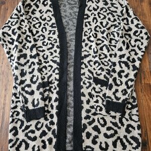 Northern Reflections- Amanda Green Leopard Print Women's Sweater Cardigan